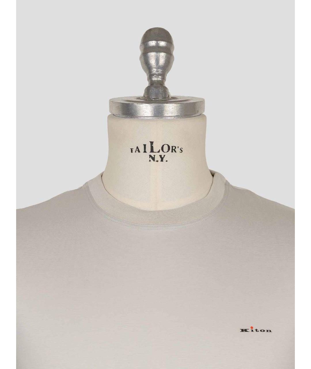 KITON Бежевая хлопковая футболка, фото 3