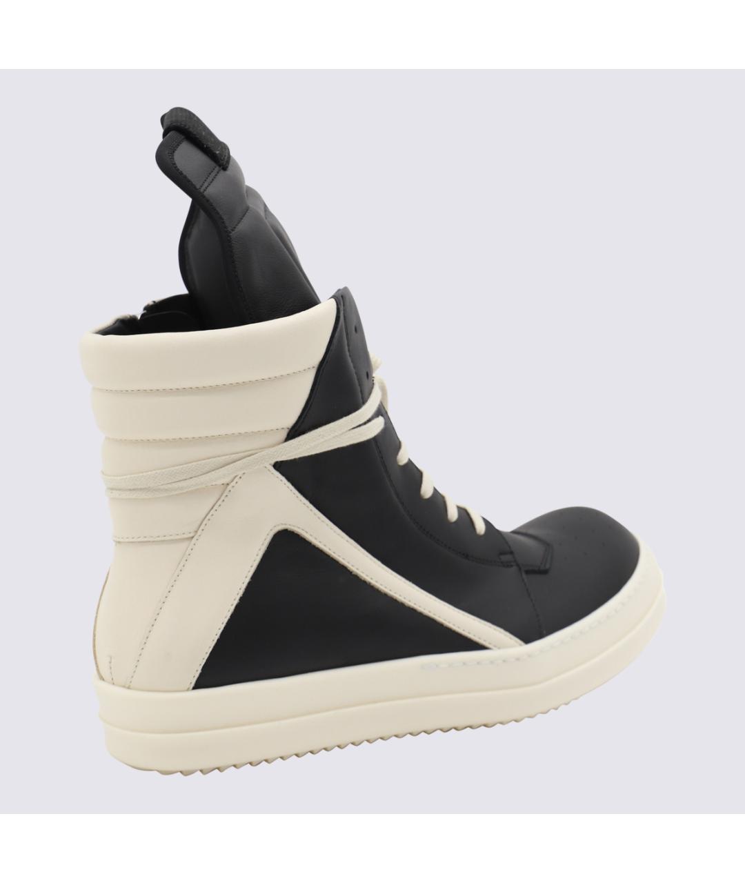 RICK OWENS Черные кожаные высокие кроссовки / кеды, фото 2