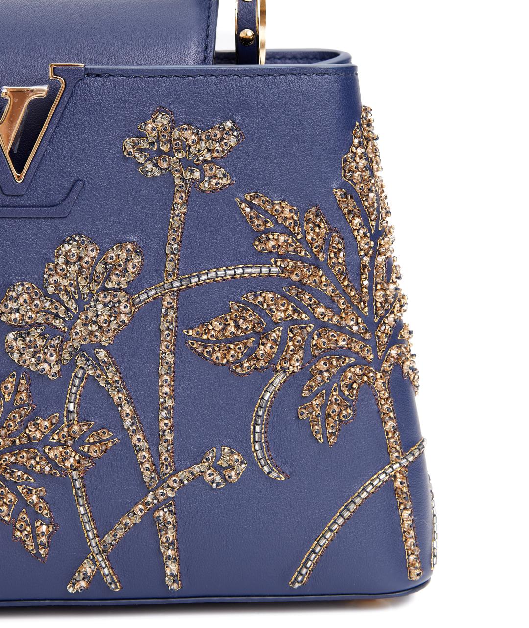 LOUIS VUITTON Синяя кожаная сумка с короткими ручками, фото 4