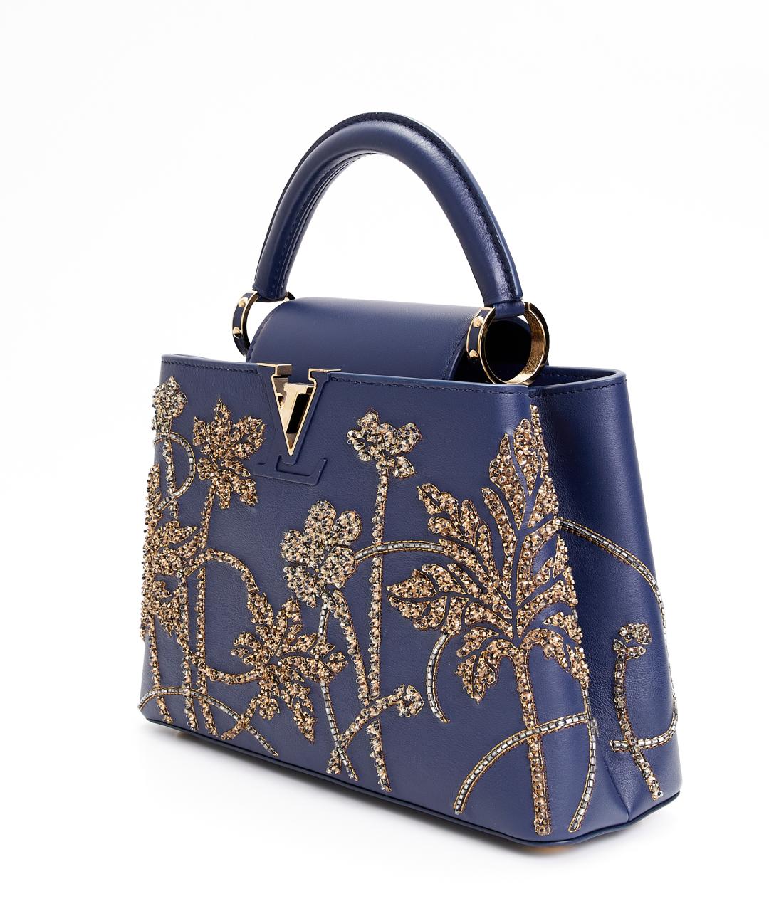 LOUIS VUITTON Синяя кожаная сумка с короткими ручками, фото 2
