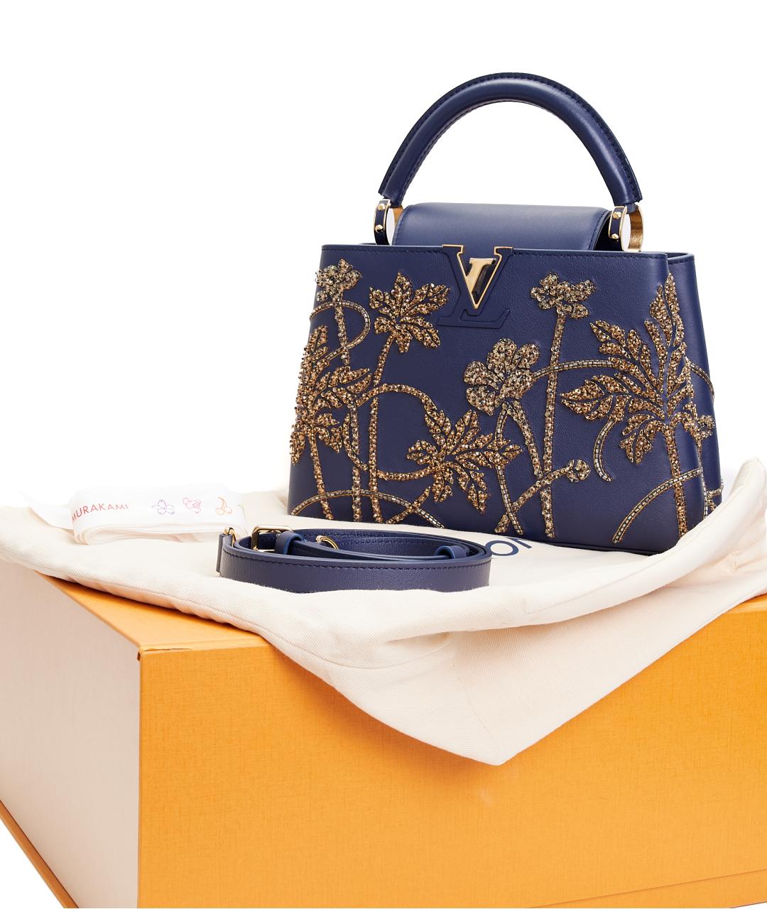 LOUIS VUITTON Синяя кожаная сумка с короткими ручками, фото 6