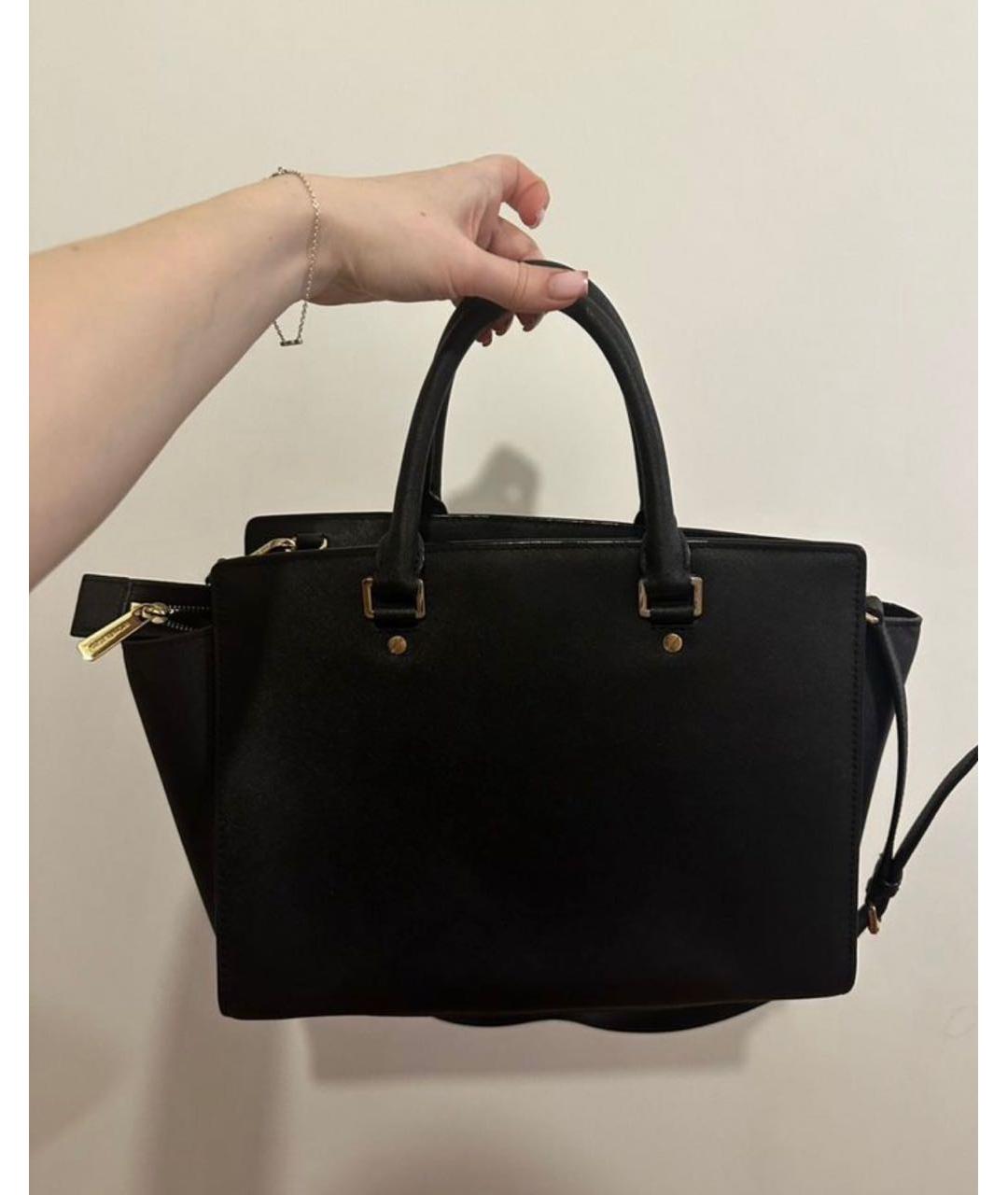 MICHAEL KORS Черная кожаная сумка с короткими ручками, фото 3