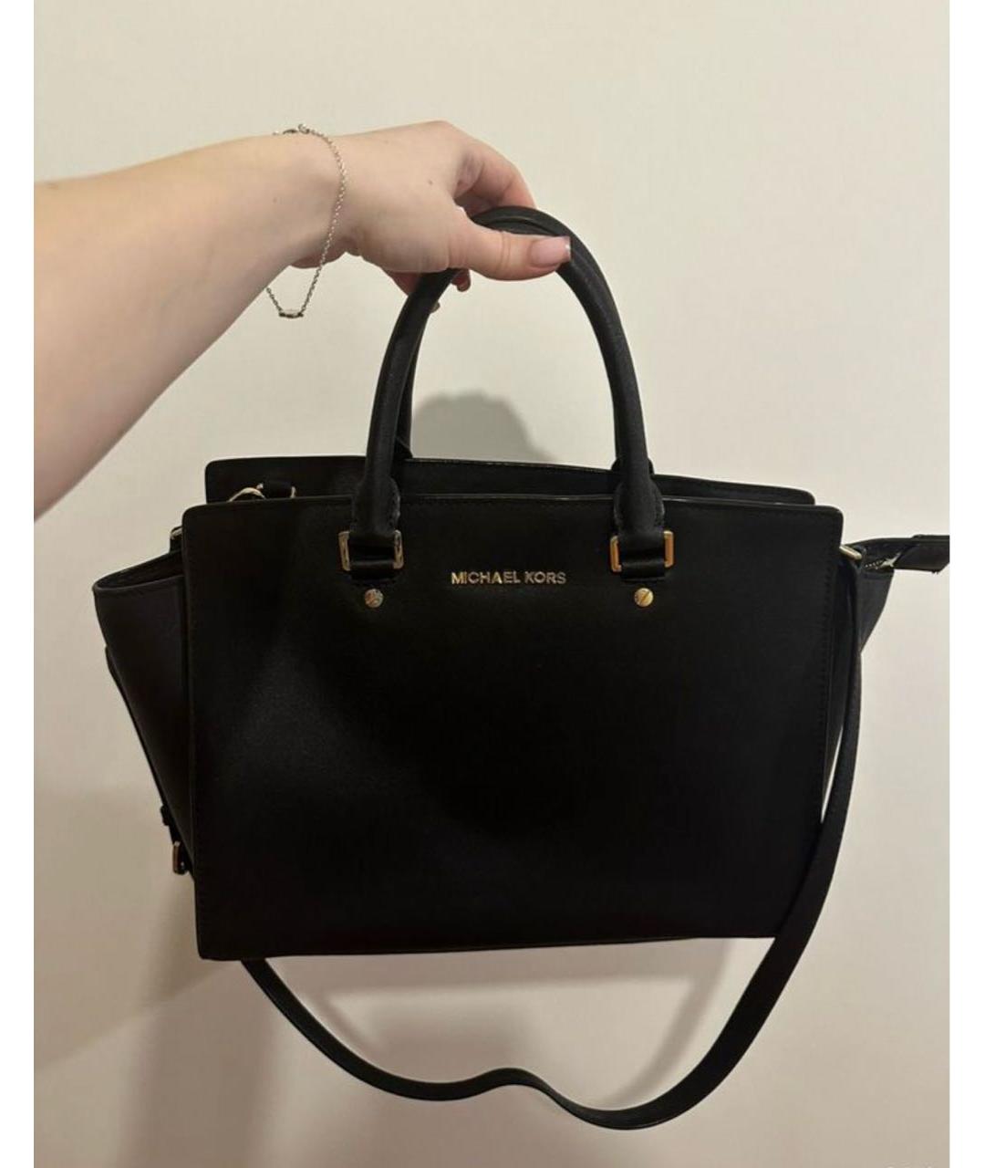 MICHAEL KORS Черная кожаная сумка с короткими ручками, фото 8
