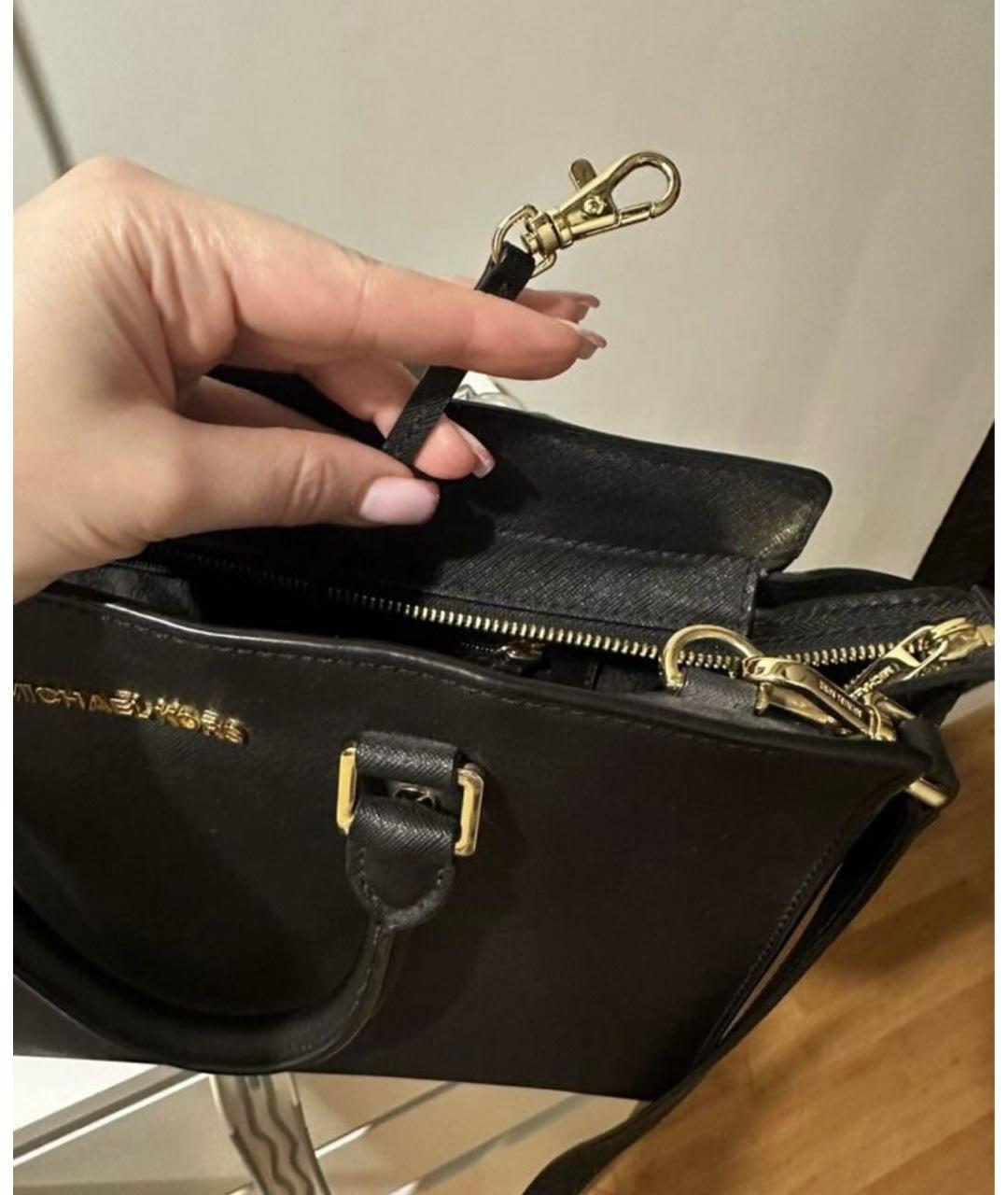 MICHAEL KORS Черная кожаная сумка с короткими ручками, фото 2