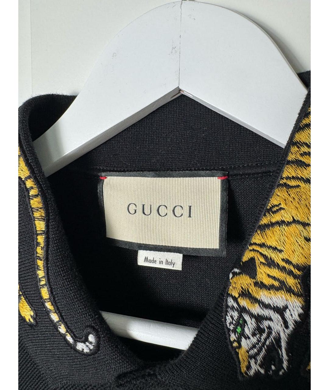 GUCCI Черное хлопковое поло с коротким рукавом, фото 3