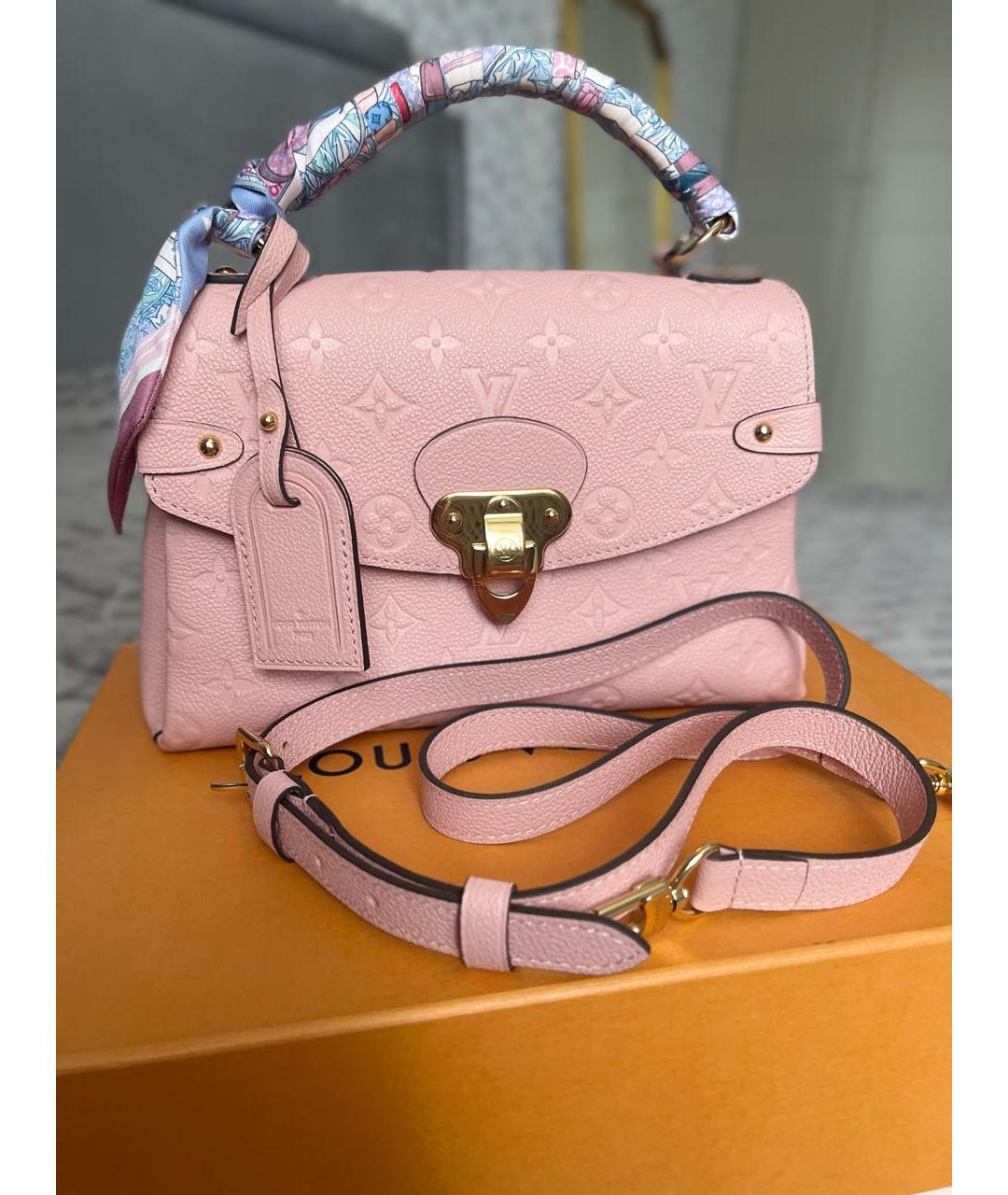 LOUIS VUITTON Розовая кожаная сумка с короткими ручками, фото 4