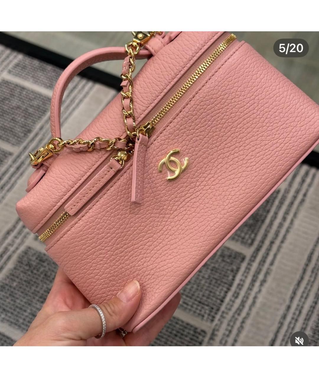 CHANEL Розовая кожаная сумка через плечо, фото 4