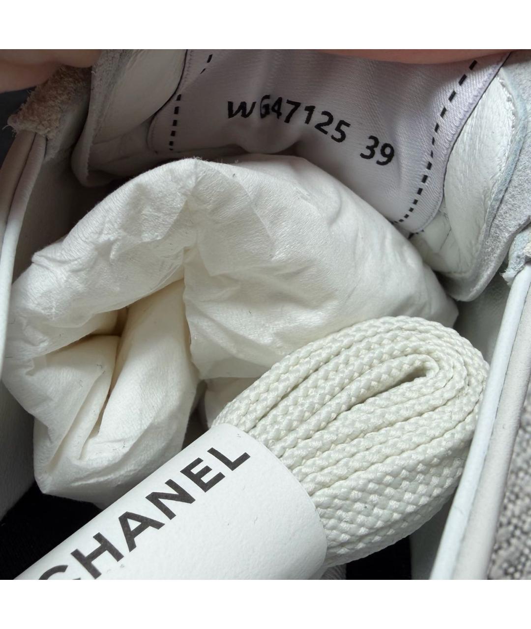 CHANEL Белые кожаные кроссовки, фото 5