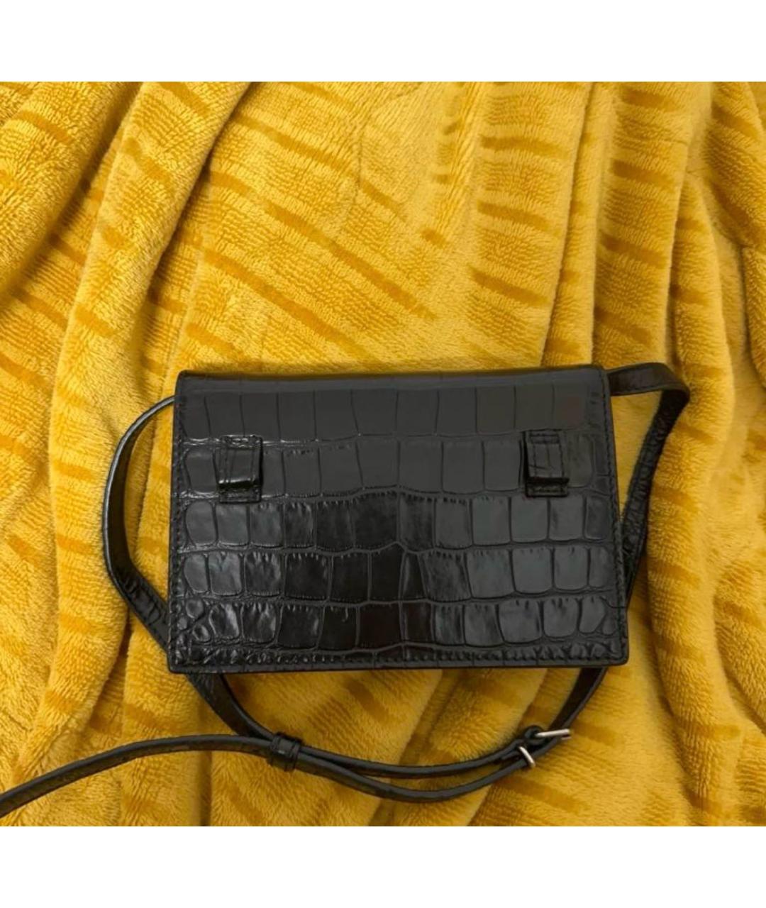 BALENCIAGA Черная кожаная поясная сумка, фото 3