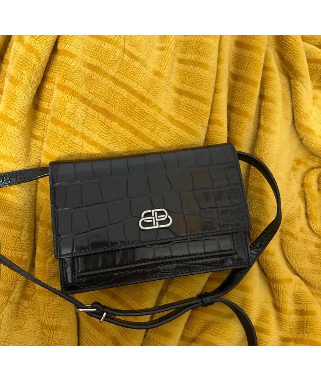BALENCIAGA Черная кожаная поясная сумка, фото 2