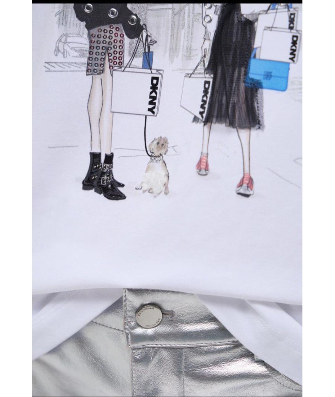 DKNY Белая хлопковая футболка, фото 4