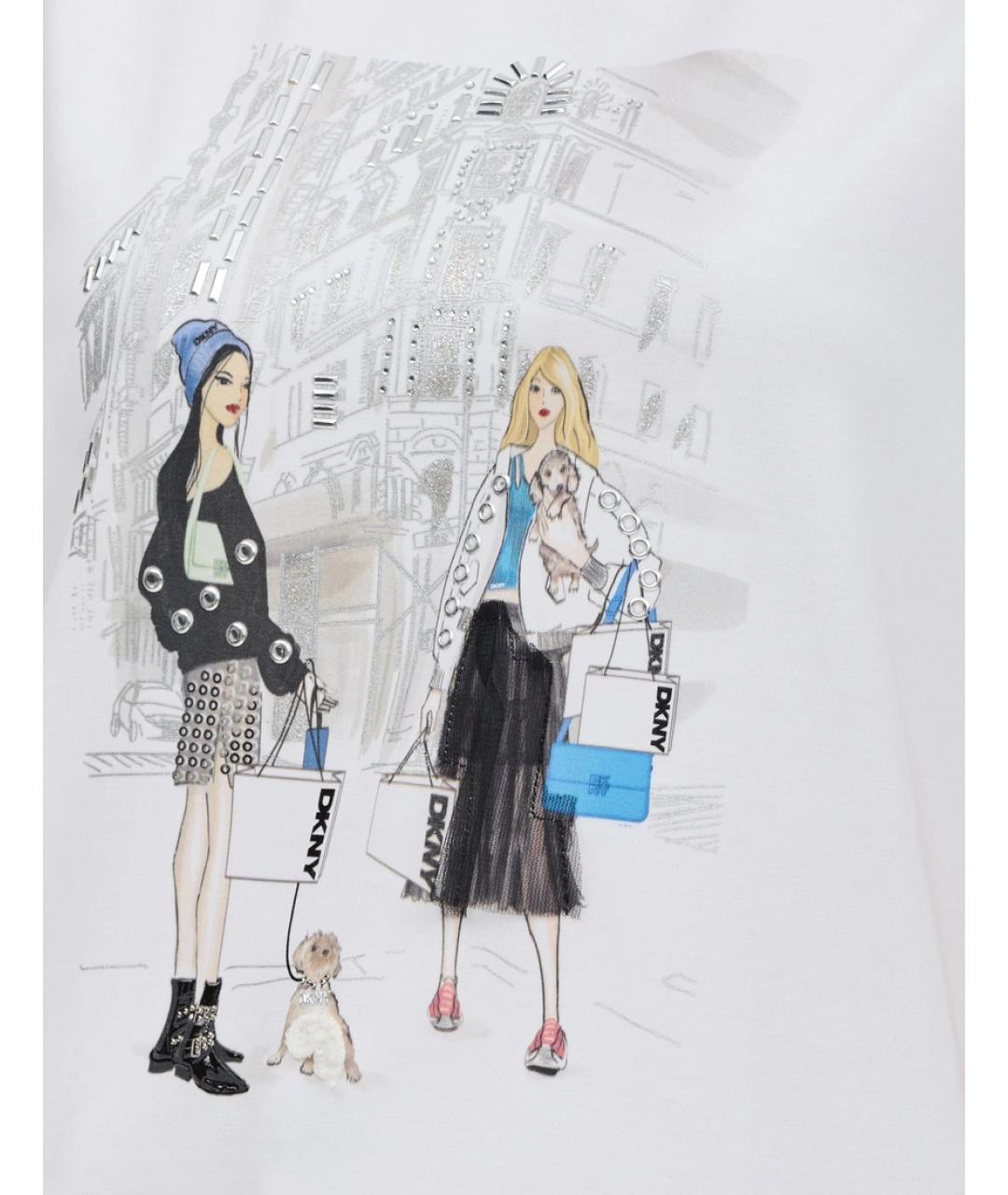 DKNY Белая хлопковая футболка, фото 3