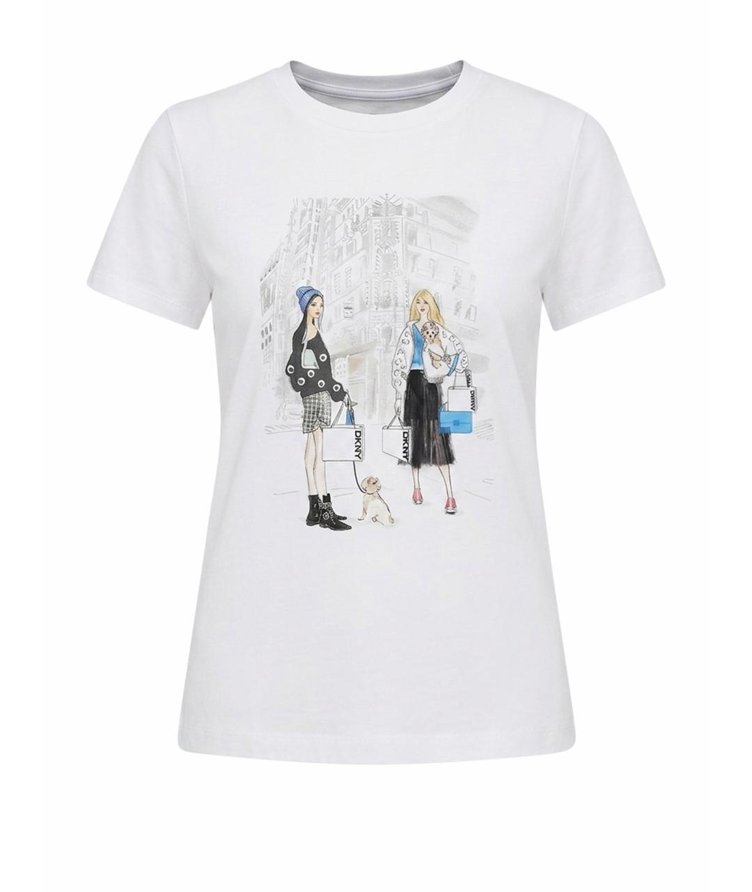 DKNY Белая хлопковая футболка, фото 1