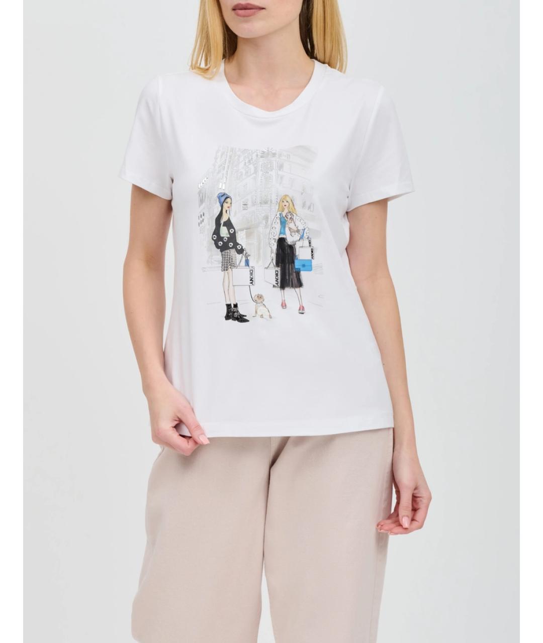 DKNY Белая хлопковая футболка, фото 5