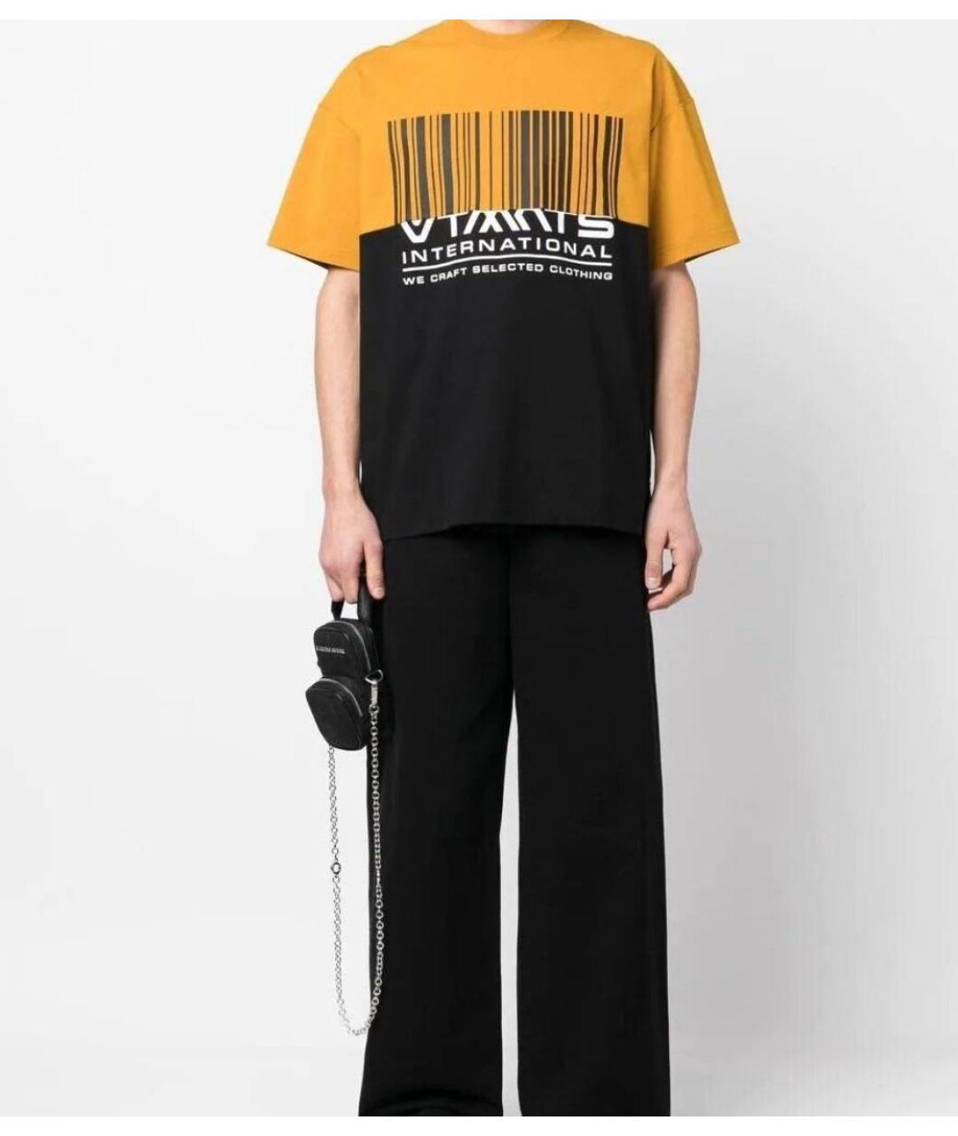 VETEMENTS Черная хлопковая футболка, фото 8