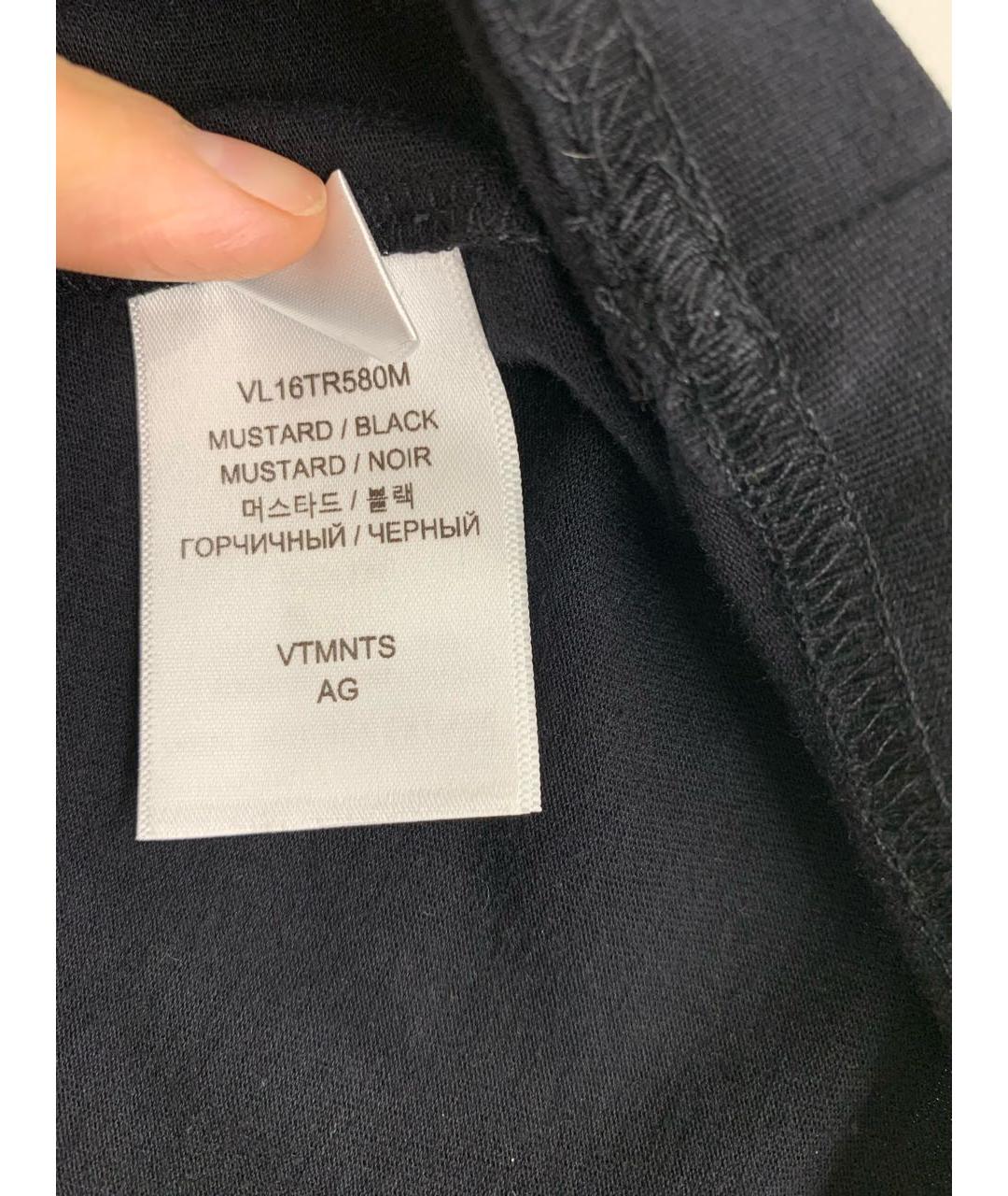 VETEMENTS Черная хлопковая футболка, фото 5