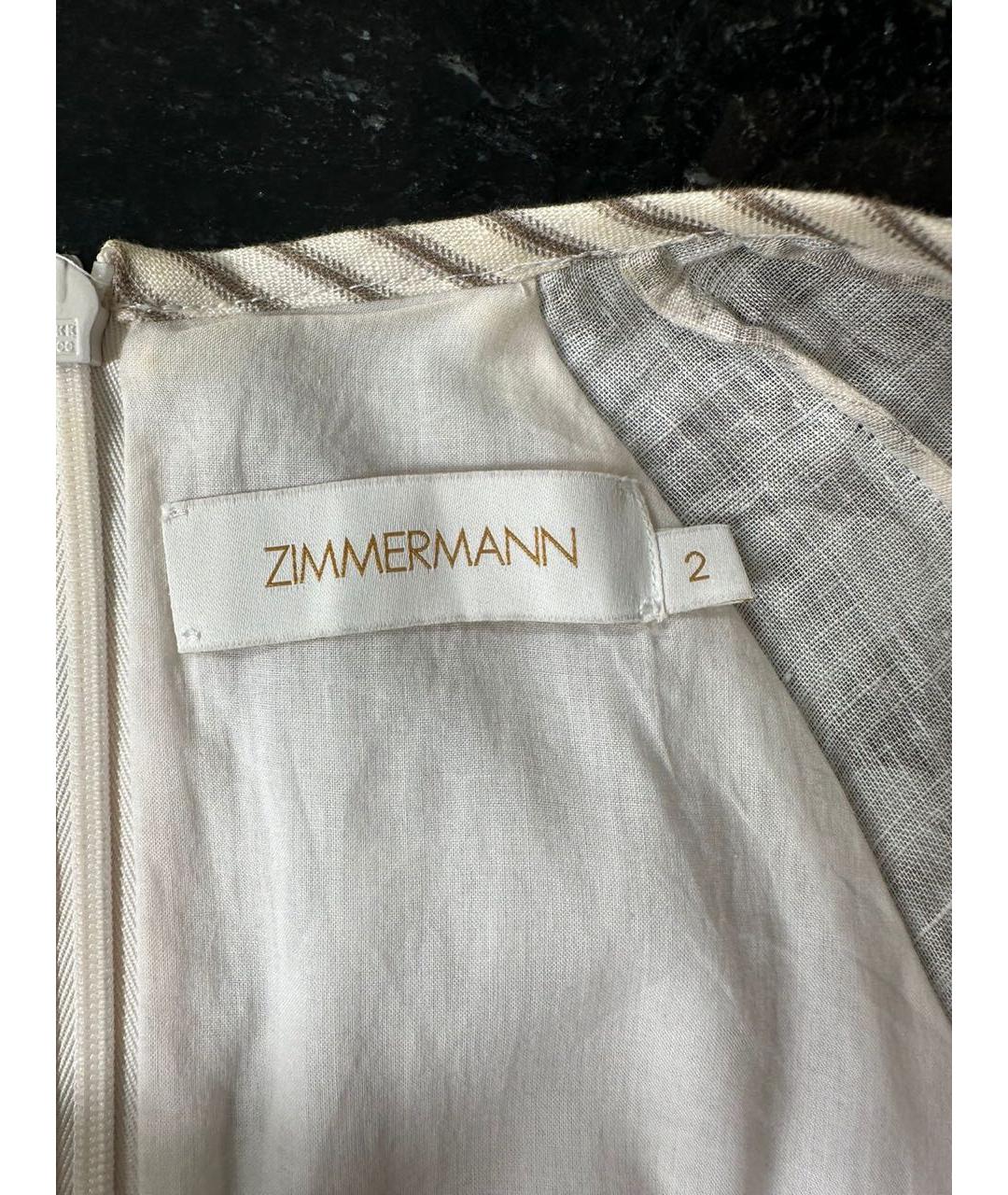 ZIMMERMANN Белое льняное повседневное платье, фото 3