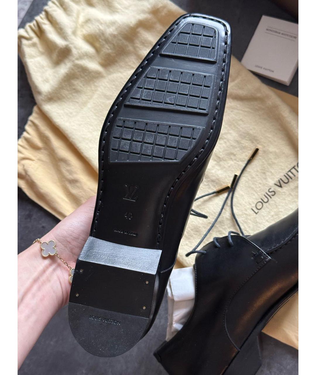LOUIS VUITTON Черные кожаные брогги и оксфорды, фото 3