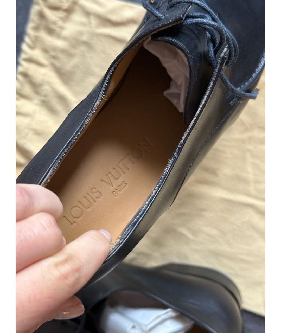 LOUIS VUITTON Черные кожаные брогги и оксфорды, фото 4