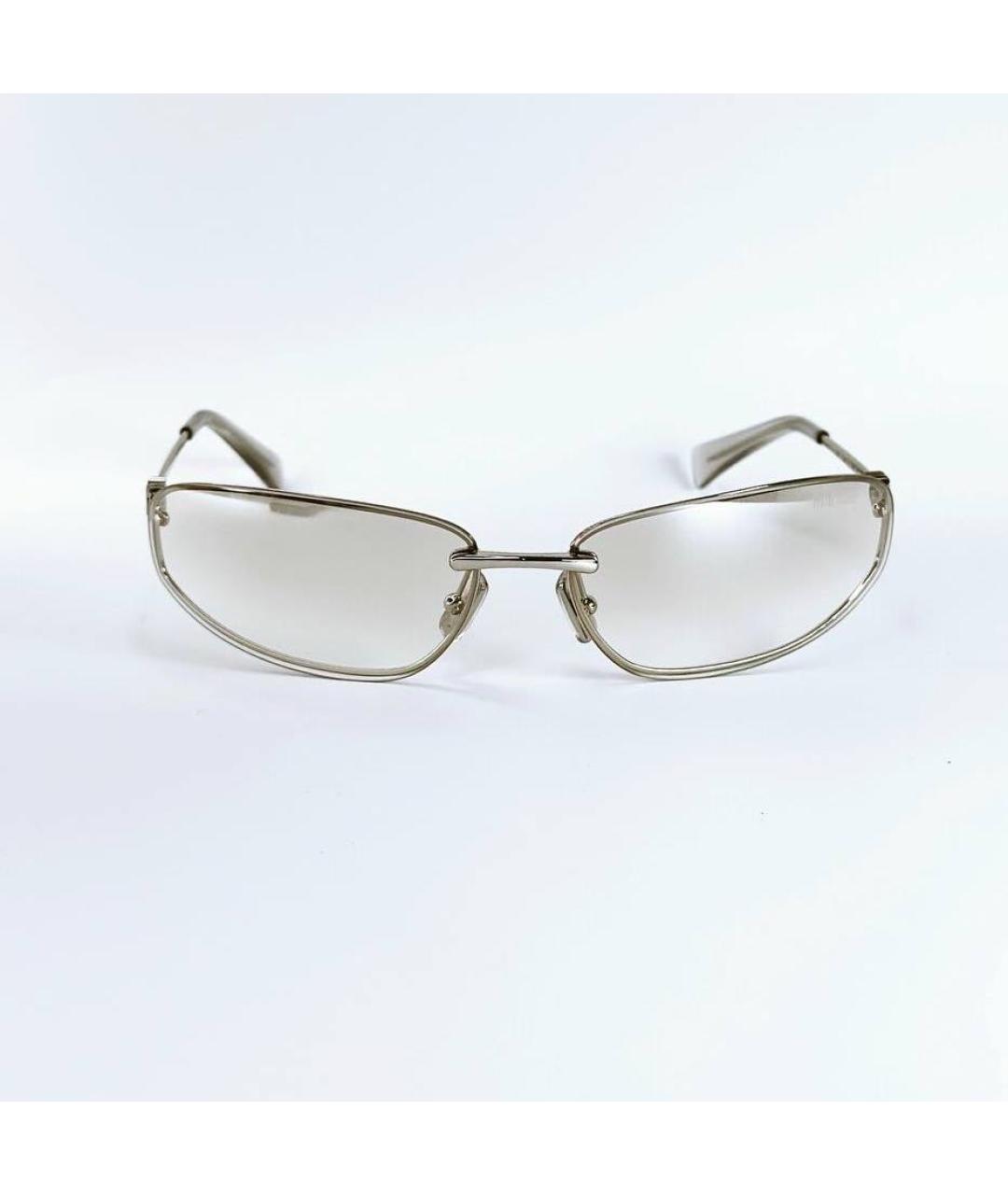 MIU MIU Серебряные металлические солнцезащитные очки, фото 3