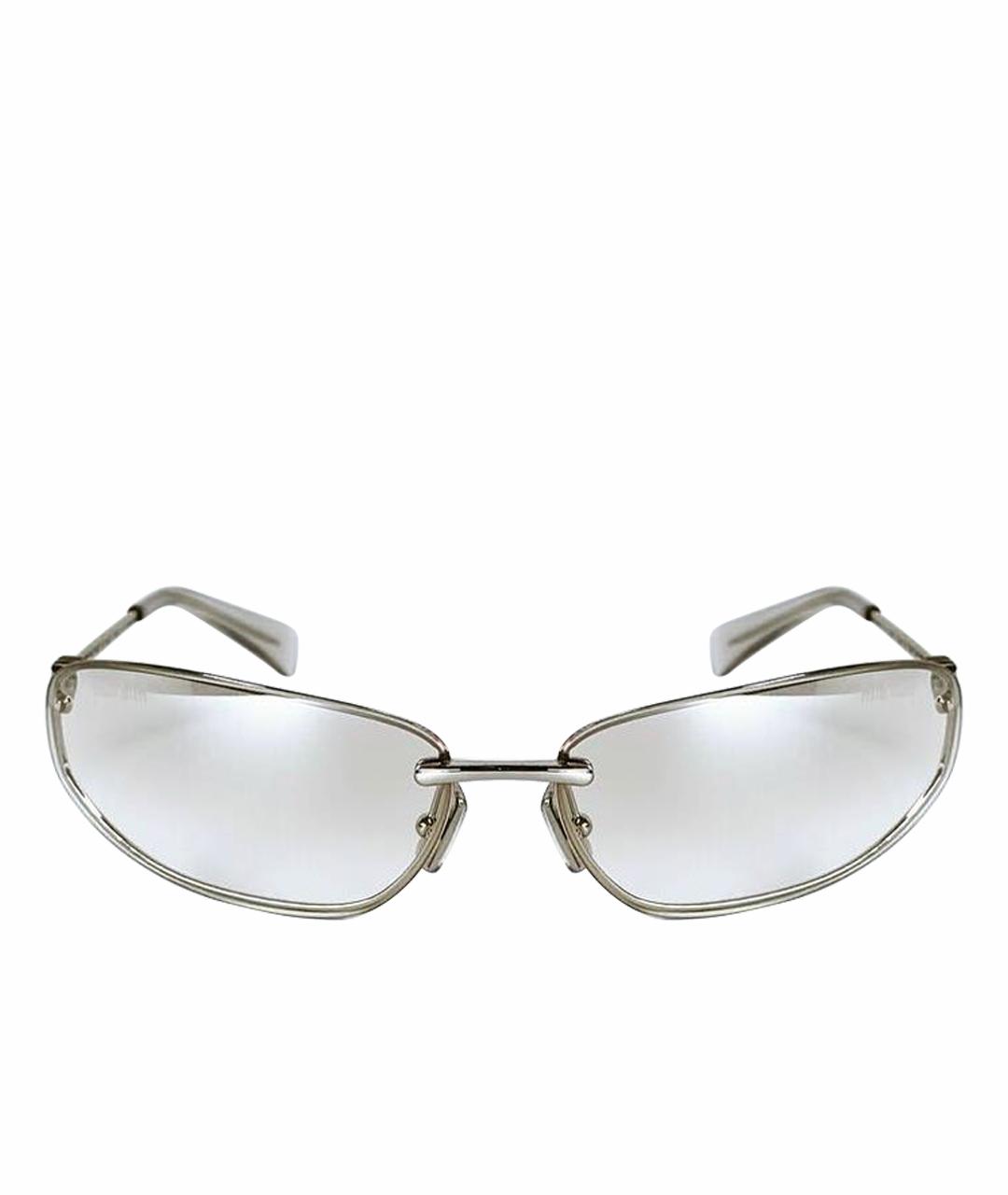 MIU MIU Серебряные металлические солнцезащитные очки, фото 1