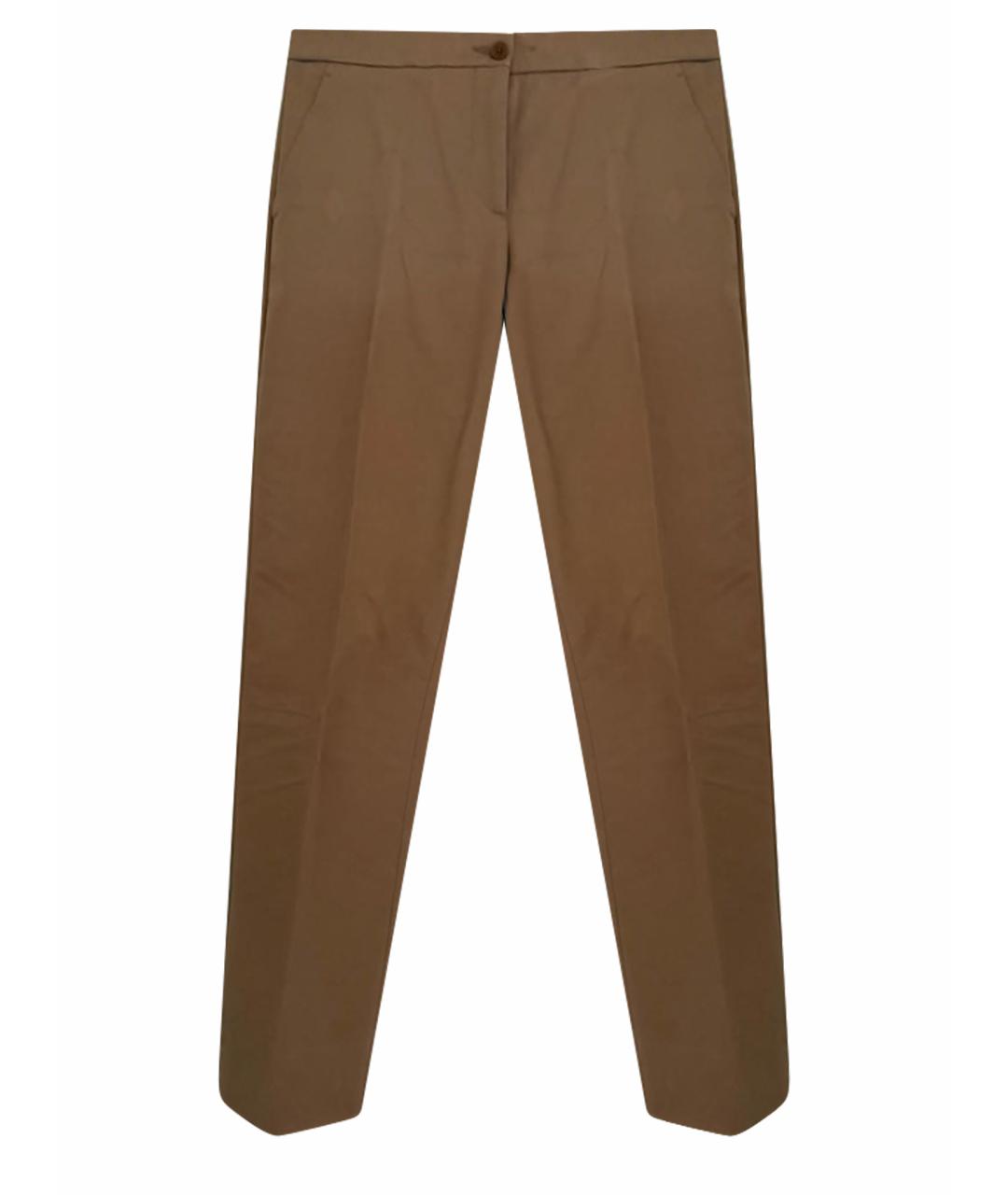 ETRO Золотые хлопко-эластановые прямые брюки, фото 1