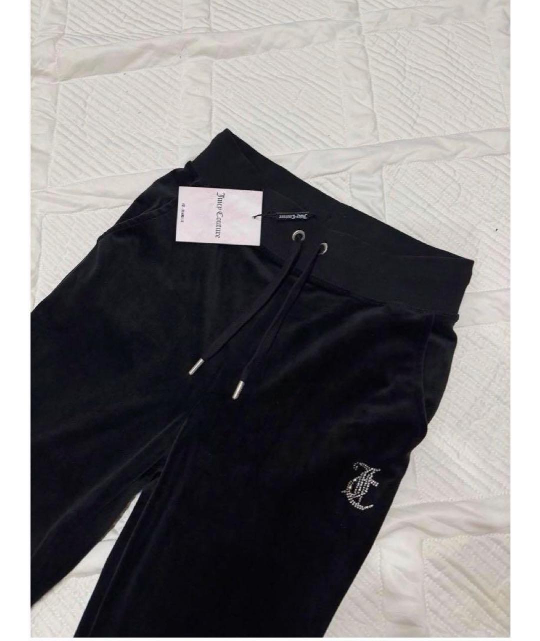 JUICY COUTURE Черные полиэстеровые прямые брюки, фото 3