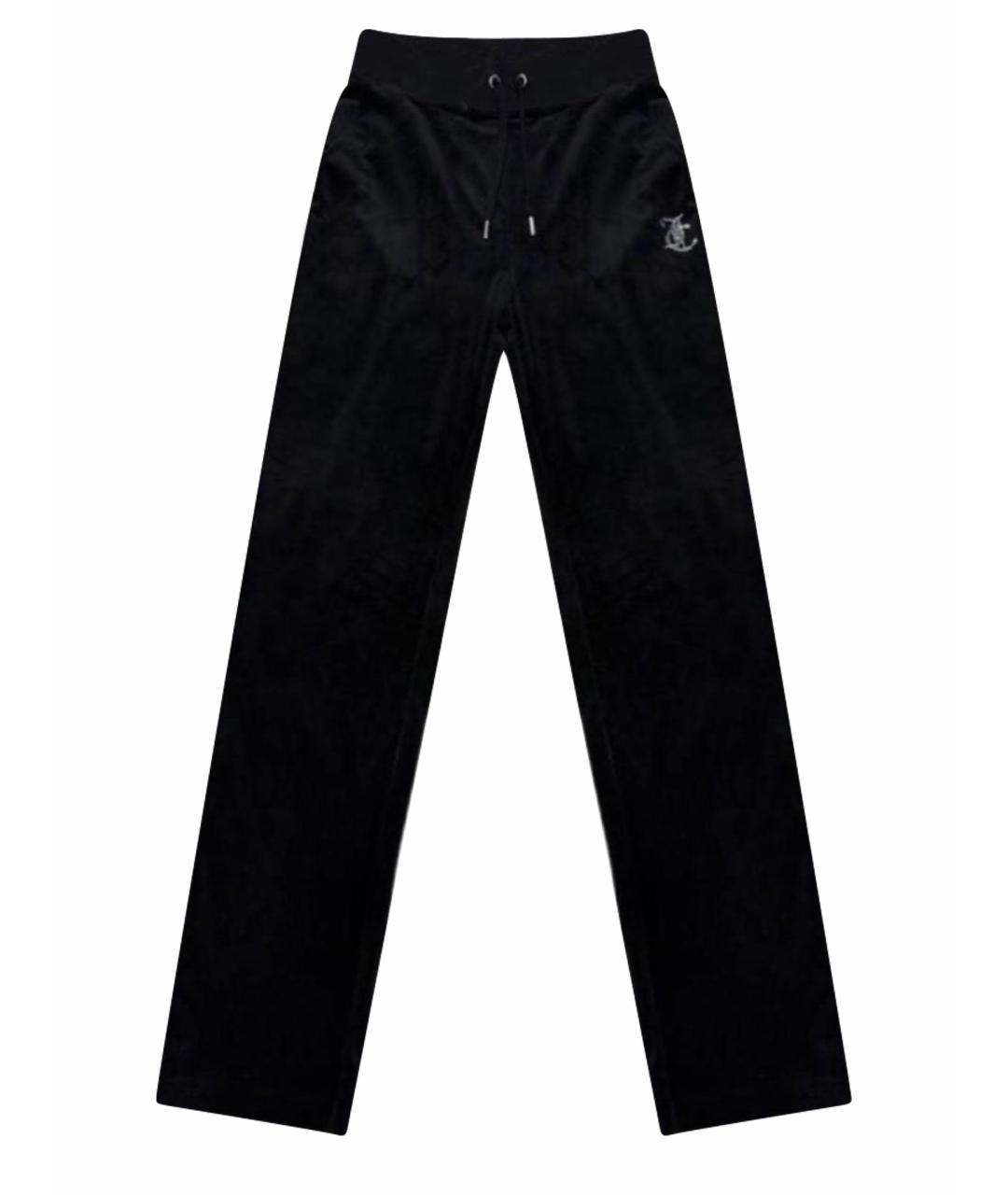 JUICY COUTURE Черные полиэстеровые прямые брюки, фото 1