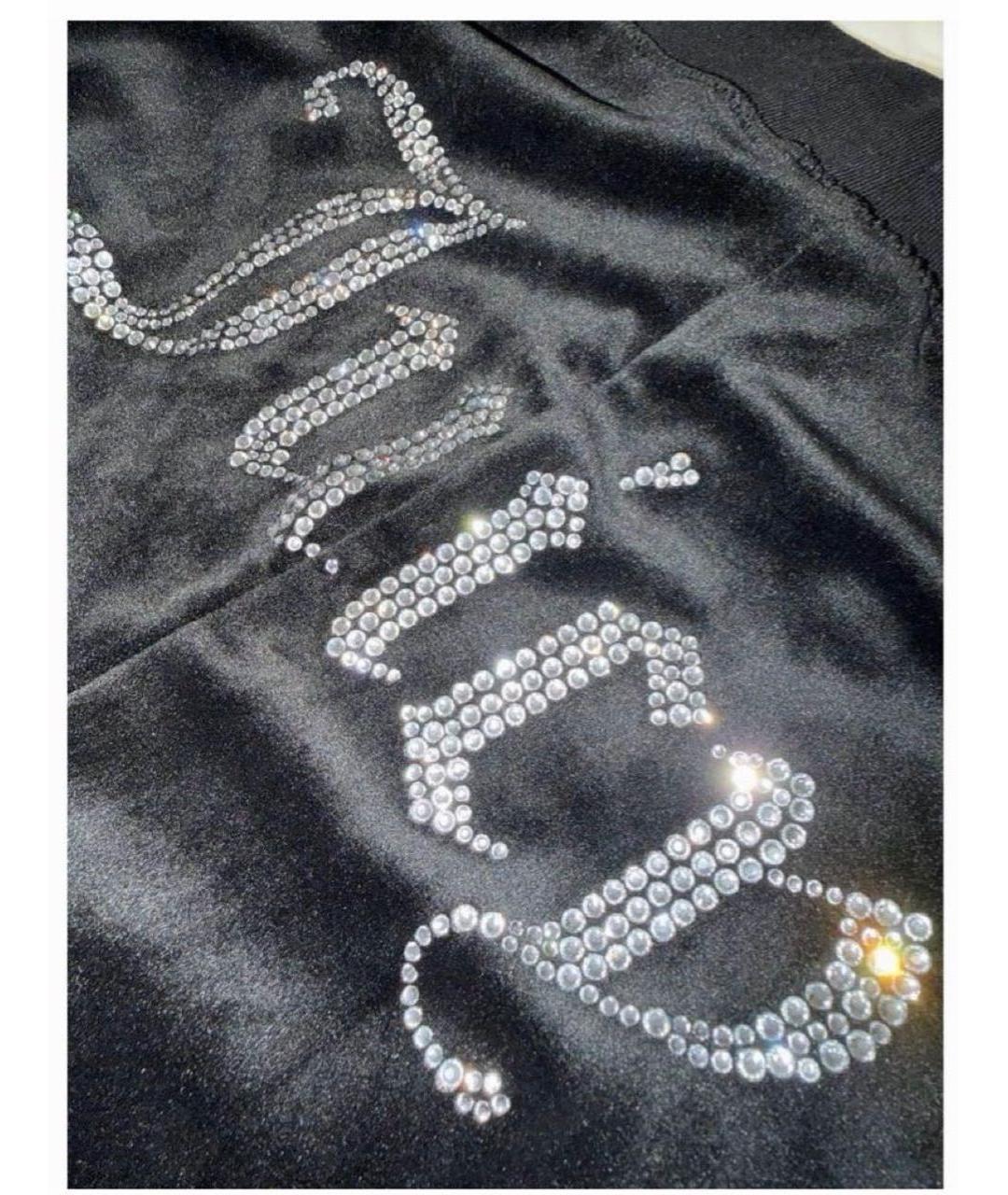 JUICY COUTURE Черные полиэстеровые прямые брюки, фото 4