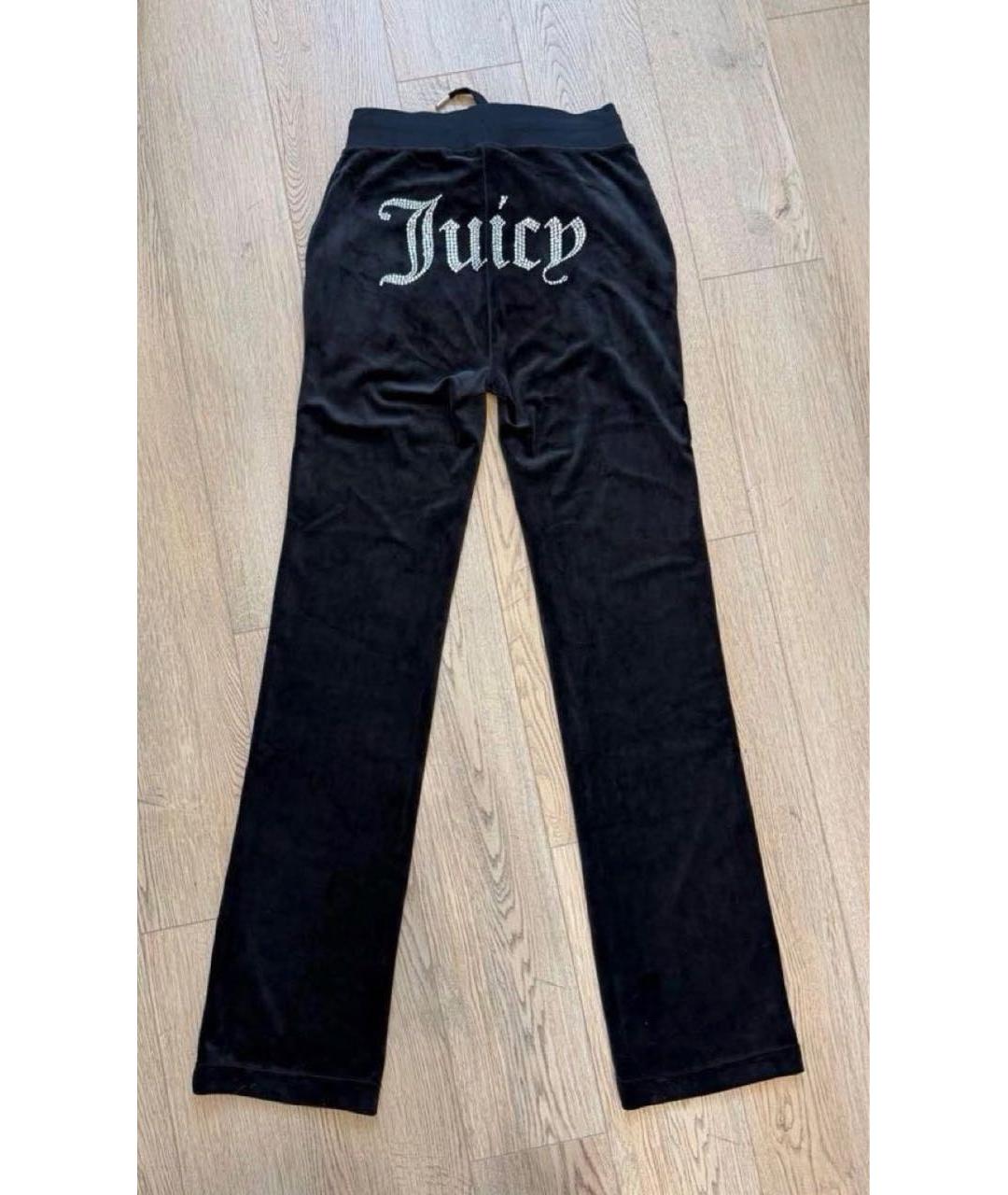 JUICY COUTURE Черные полиэстеровые прямые брюки, фото 2