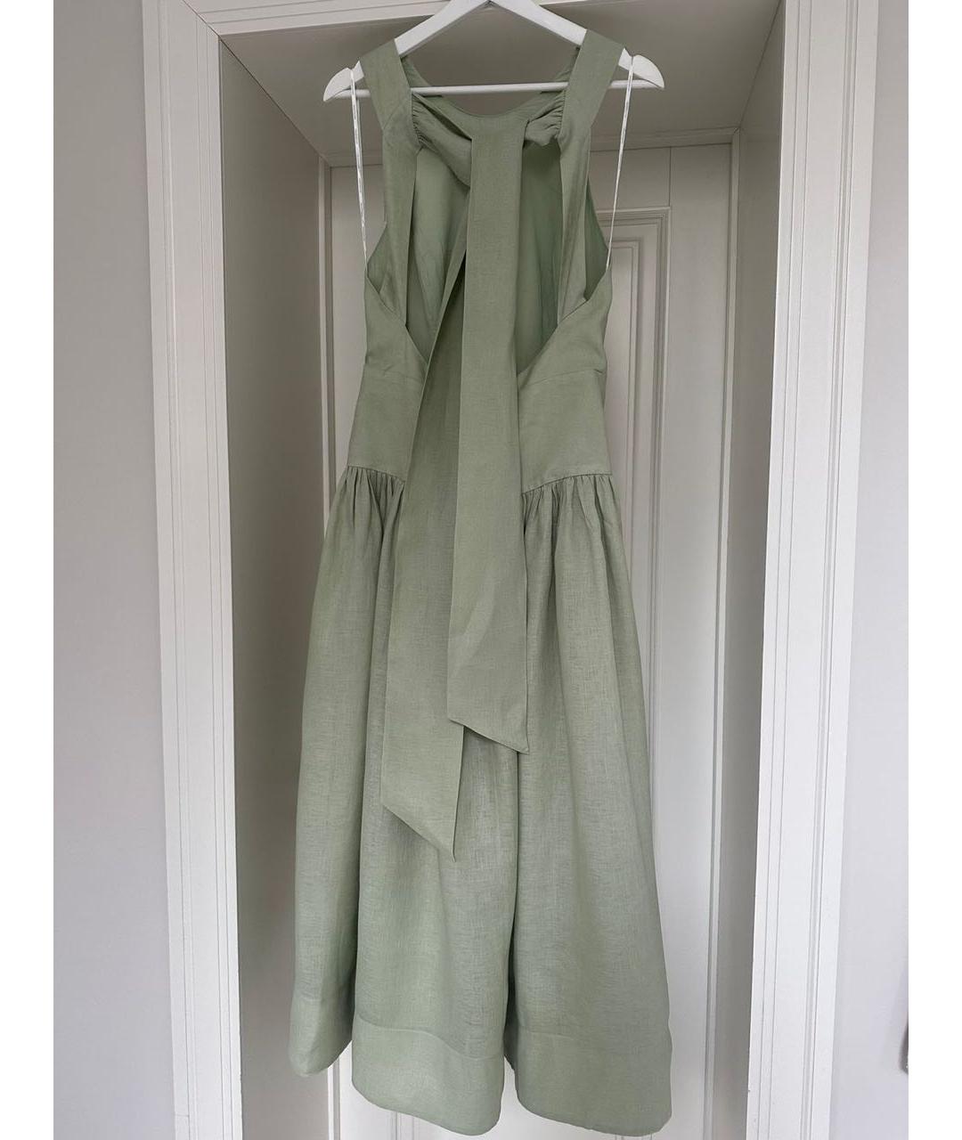 ZIMMERMANN Зеленое льняное коктейльное платье, фото 2