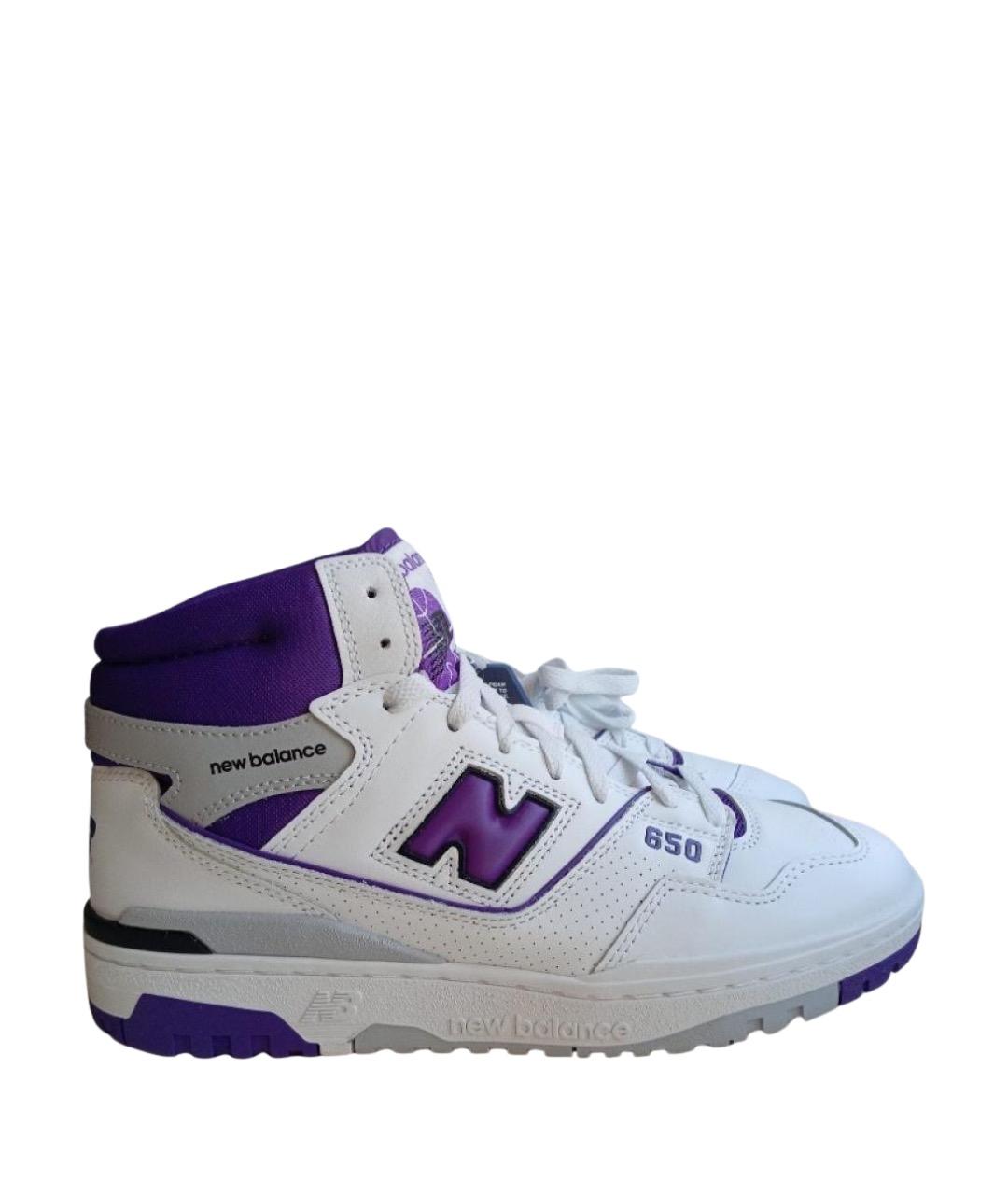 NEW BALANCE Фиолетовые кожаные высокие кроссовки / кеды, фото 1