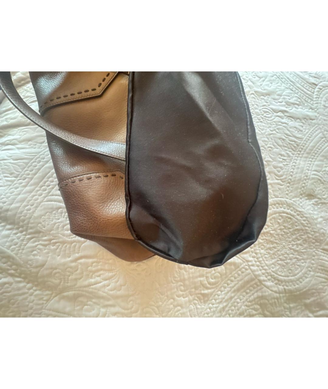 SAINT LAURENT Коричневая кожаная сумка с короткими ручками, фото 6