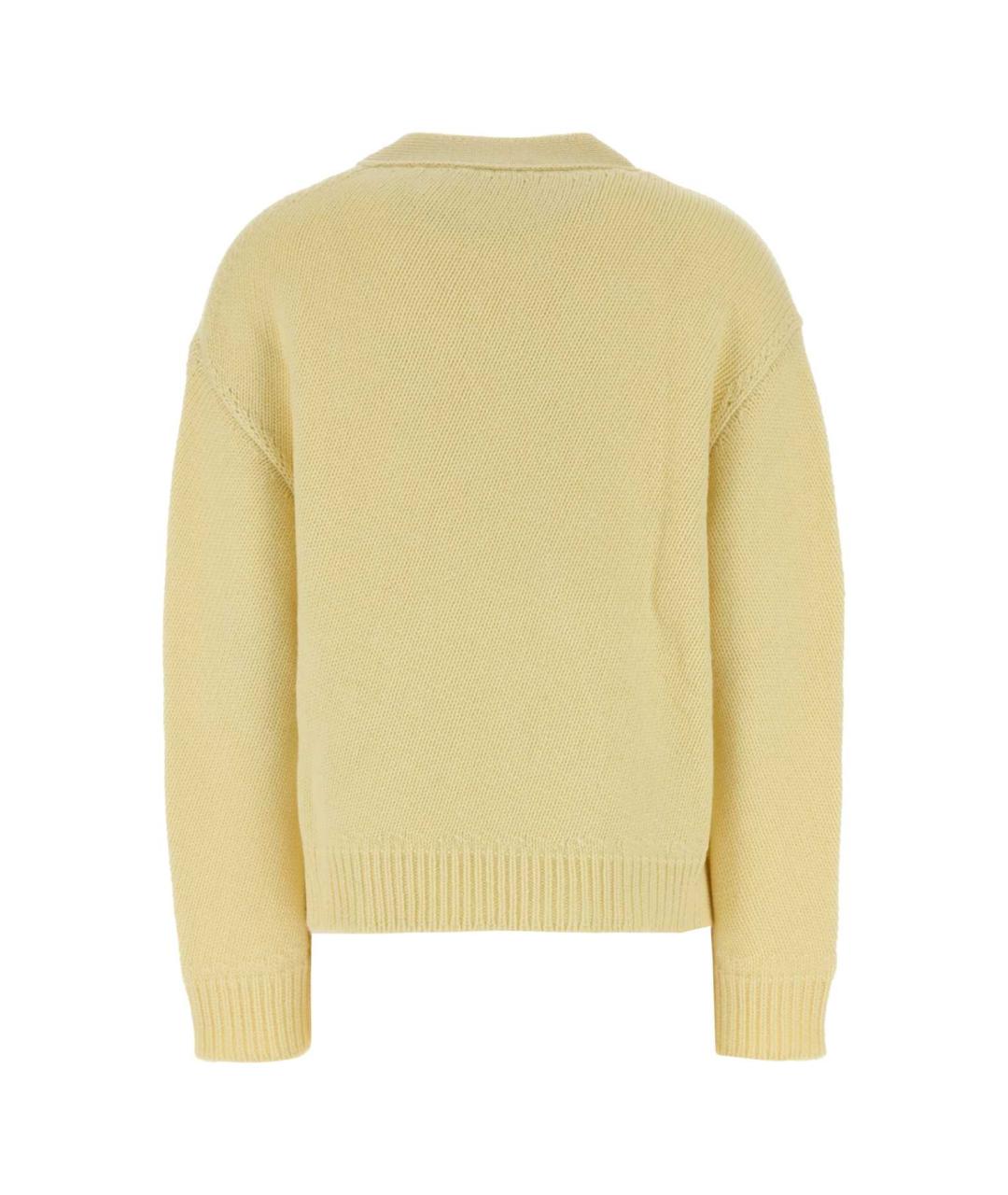 JIL SANDER Желтый шерстяной кардиган, фото 2