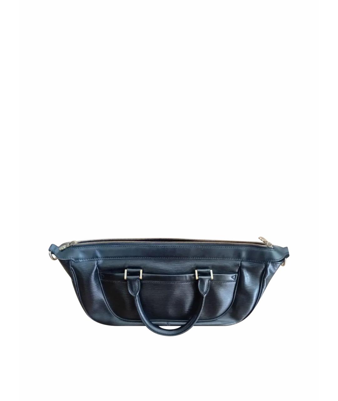 LOUIS VUITTON Черная кожаная сумка с короткими ручками, фото 1