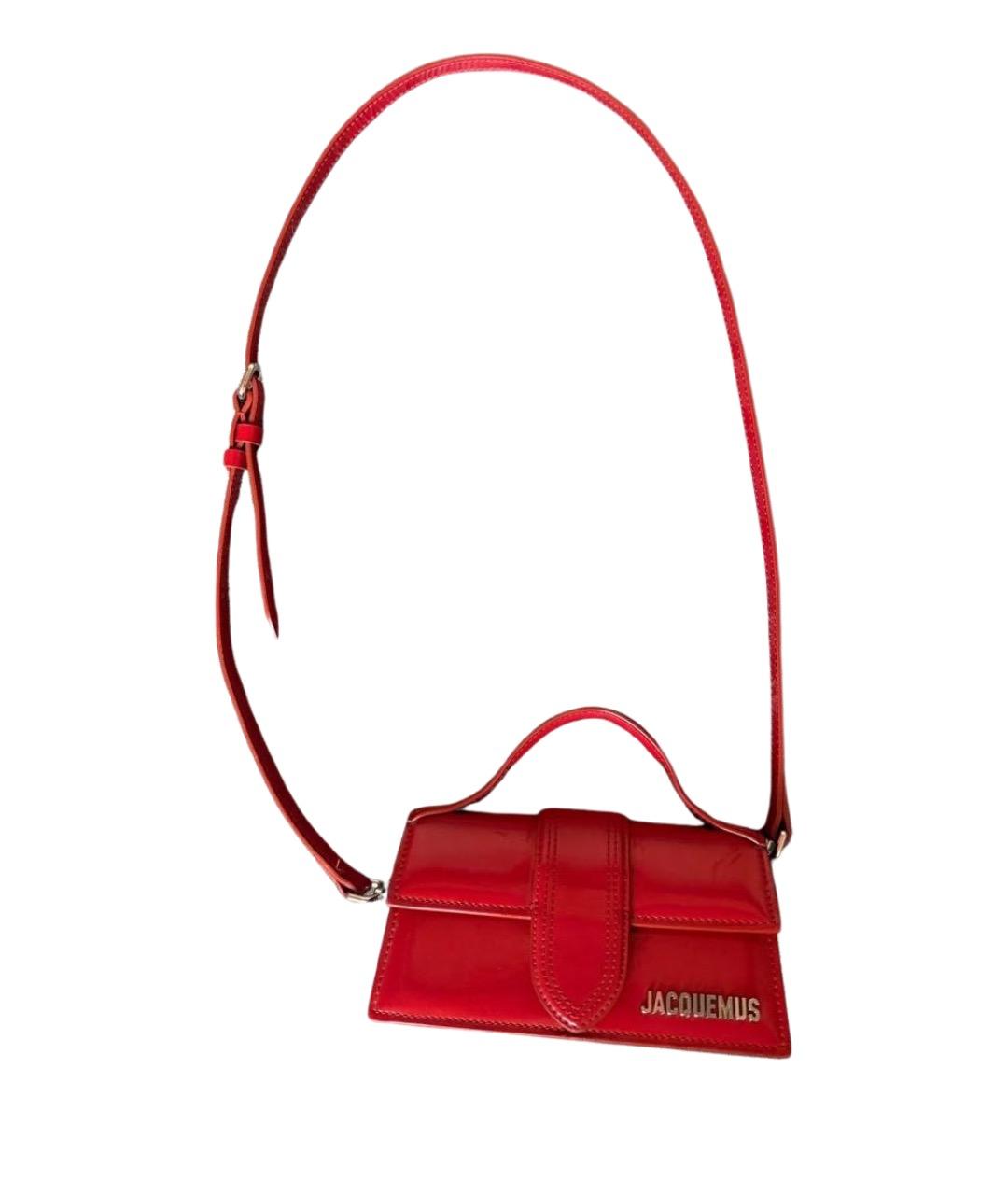 JACQUEMUS Красная сумка с короткими ручками из лакированной кожи, фото 1