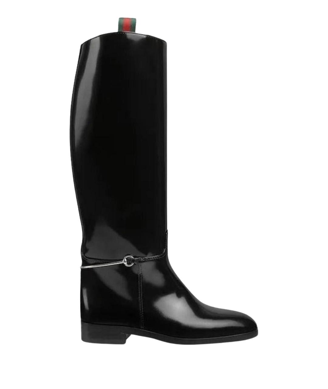 GUCCI Черные сапоги из лакированной кожи, фото 1