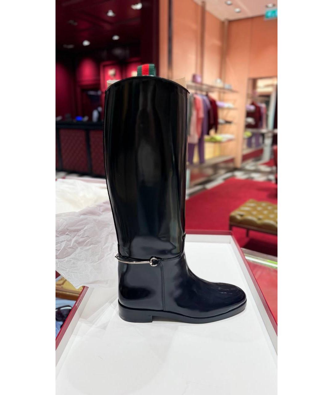 GUCCI Черные сапоги из лакированной кожи, фото 2