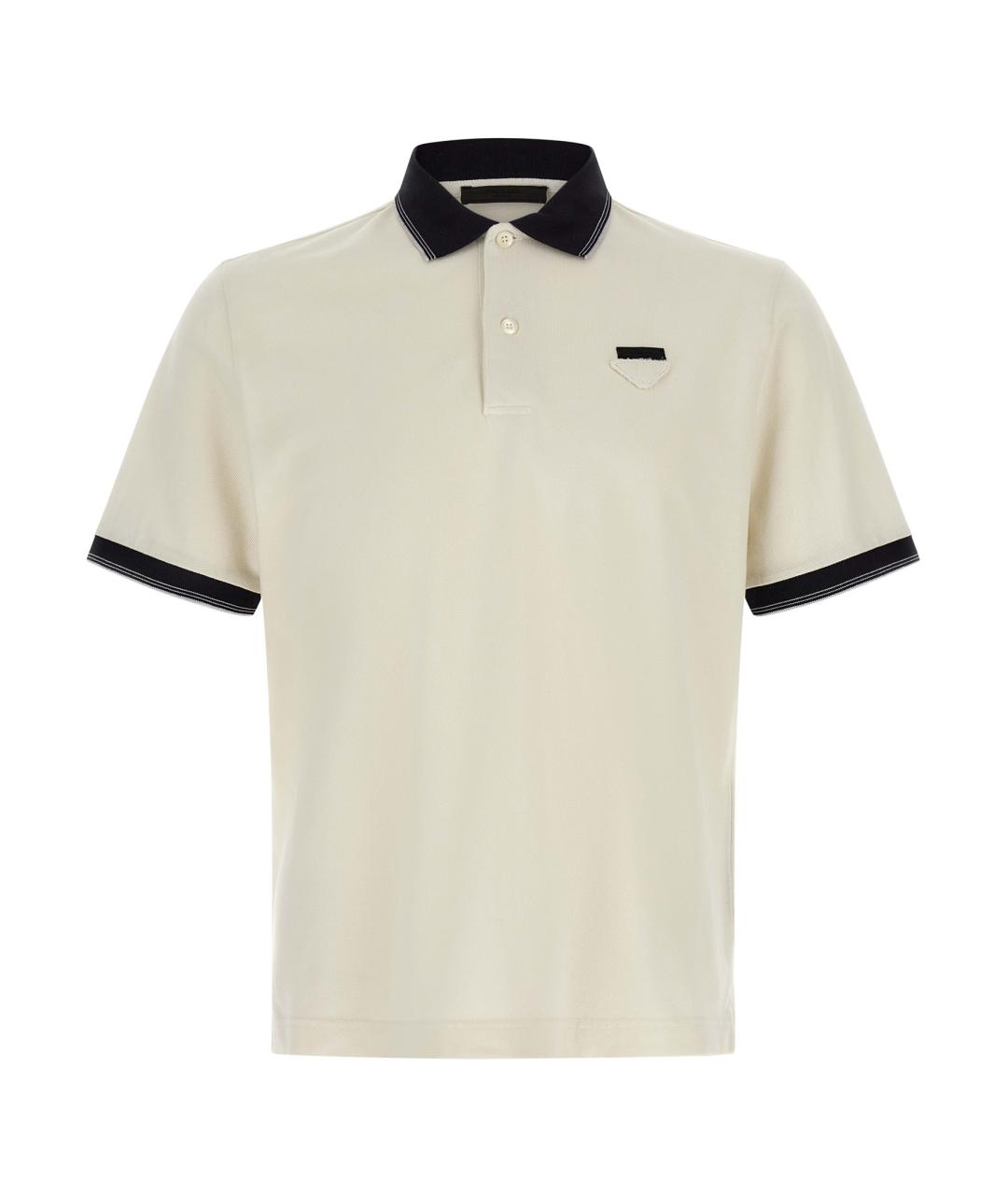 PRADA Белое хлопковое поло с коротким рукавом, фото 1