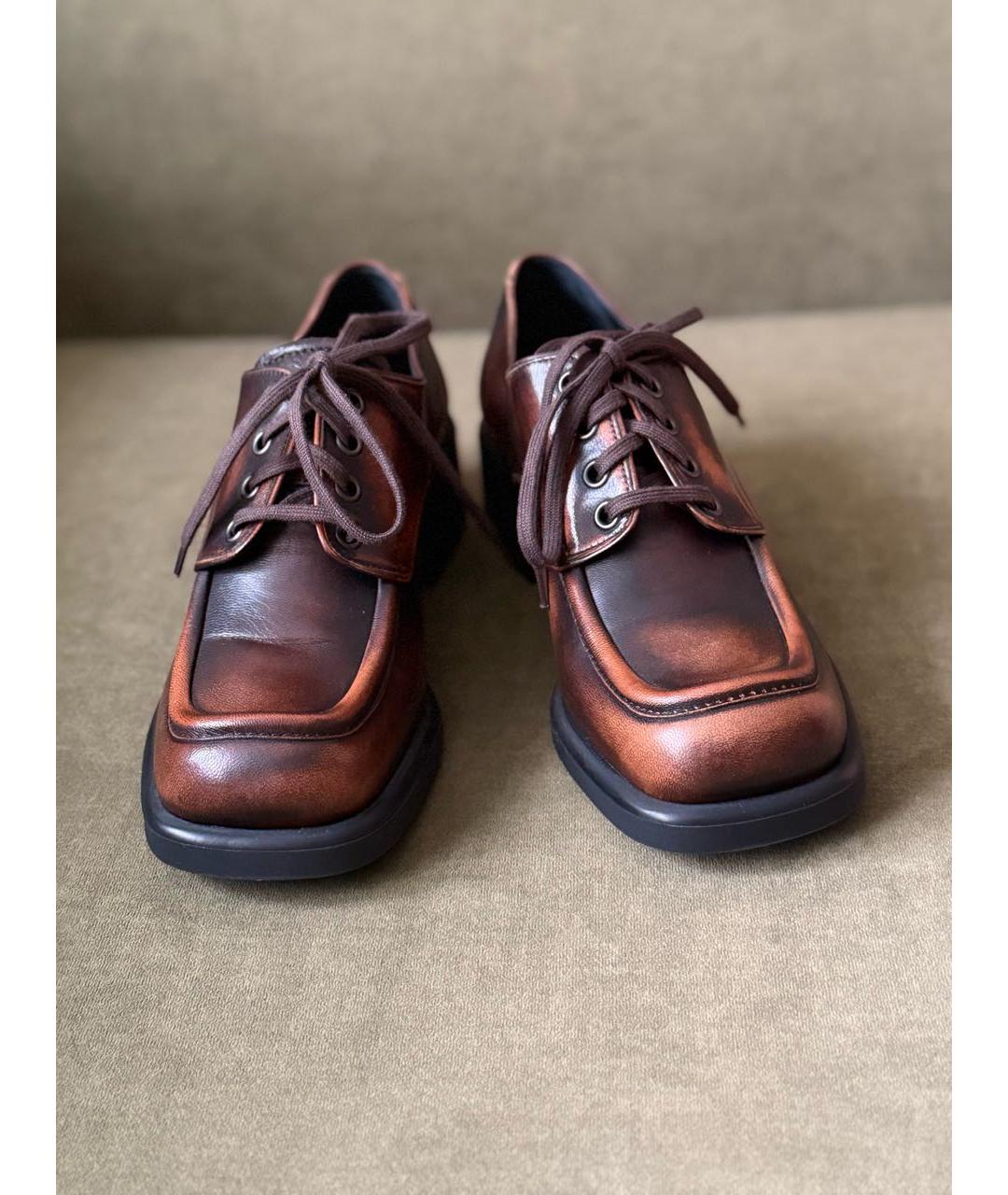 MIU MIU Коричневые кожаные ботинки, фото 2