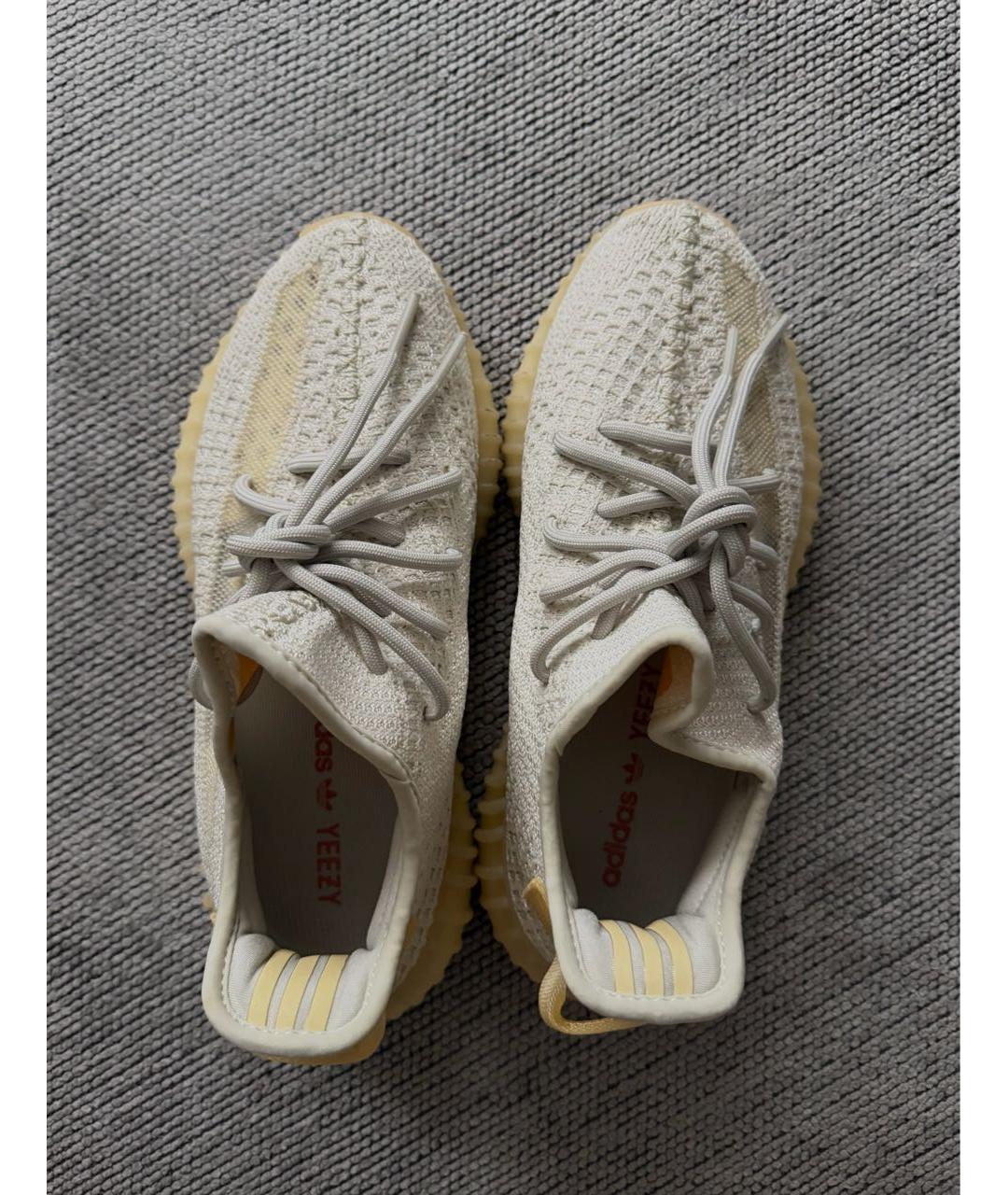 ADIDAS YEEZY Бежевые текстильные высокие кроссовки / кеды, фото 6