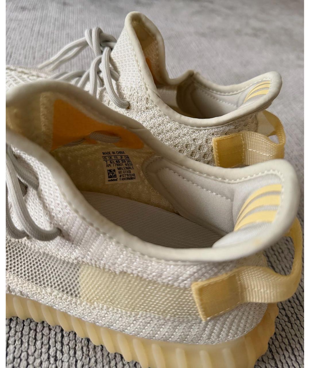 ADIDAS YEEZY Бежевые текстильные высокие кроссовки / кеды, фото 4