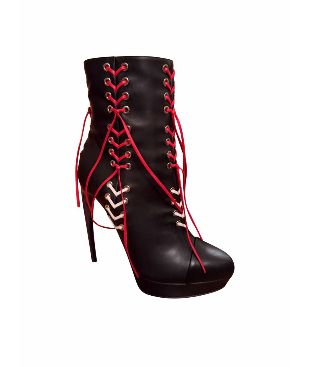 ALEXANDER MCQUEEN Черные кожаные ботильоны, фото 1