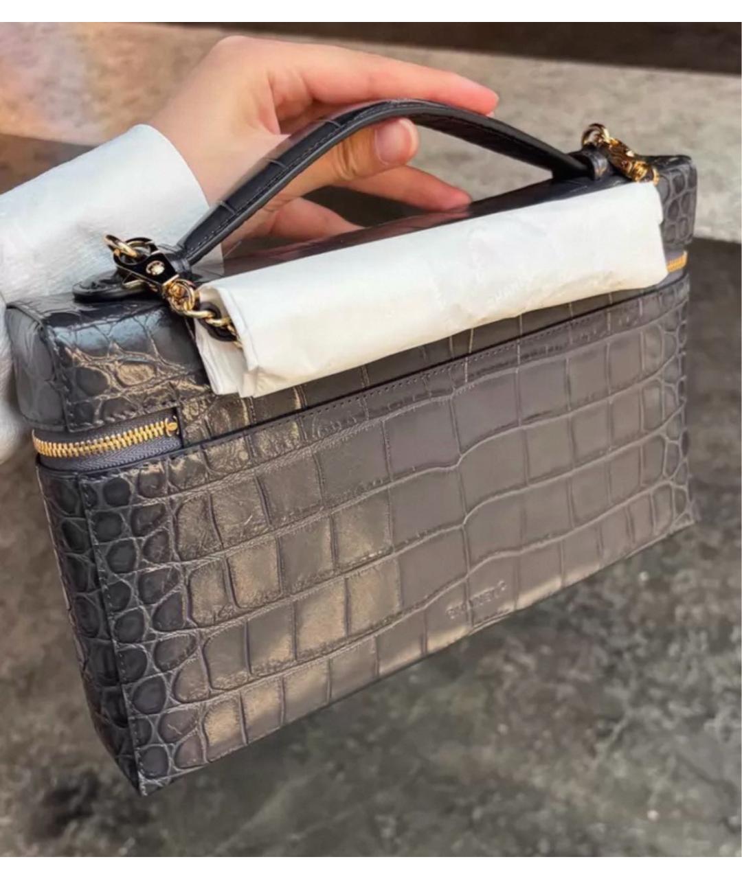 CHANEL Антрацитовая кожаная сумка через плечо, фото 5