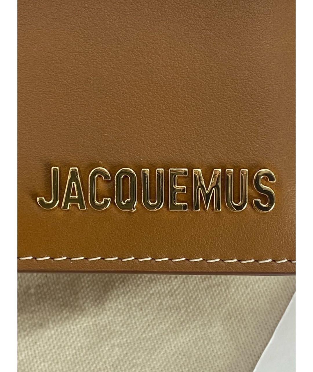 JACQUEMUS Бежевая кожаная сумка с короткими ручками, фото 5