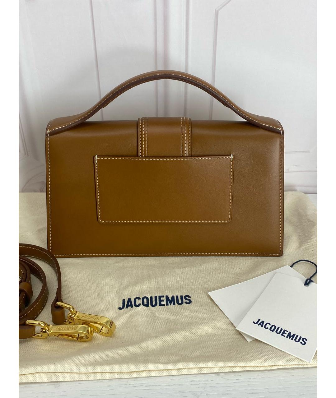 JACQUEMUS Бежевая кожаная сумка с короткими ручками, фото 3