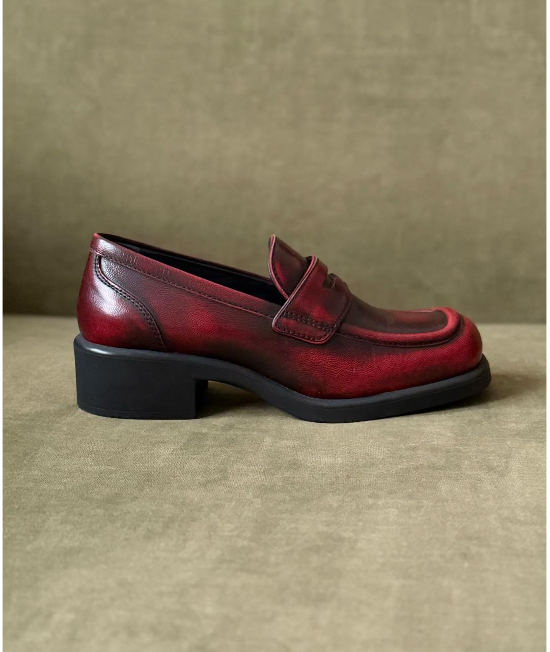 MIU MIU Бордовые кожаные мокасины, фото 9