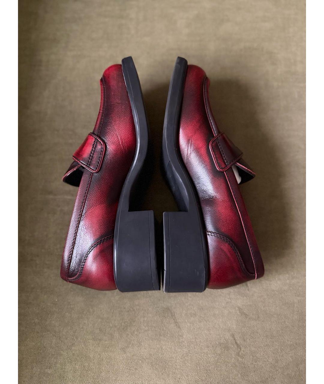 MIU MIU Бордовые кожаные мокасины, фото 7