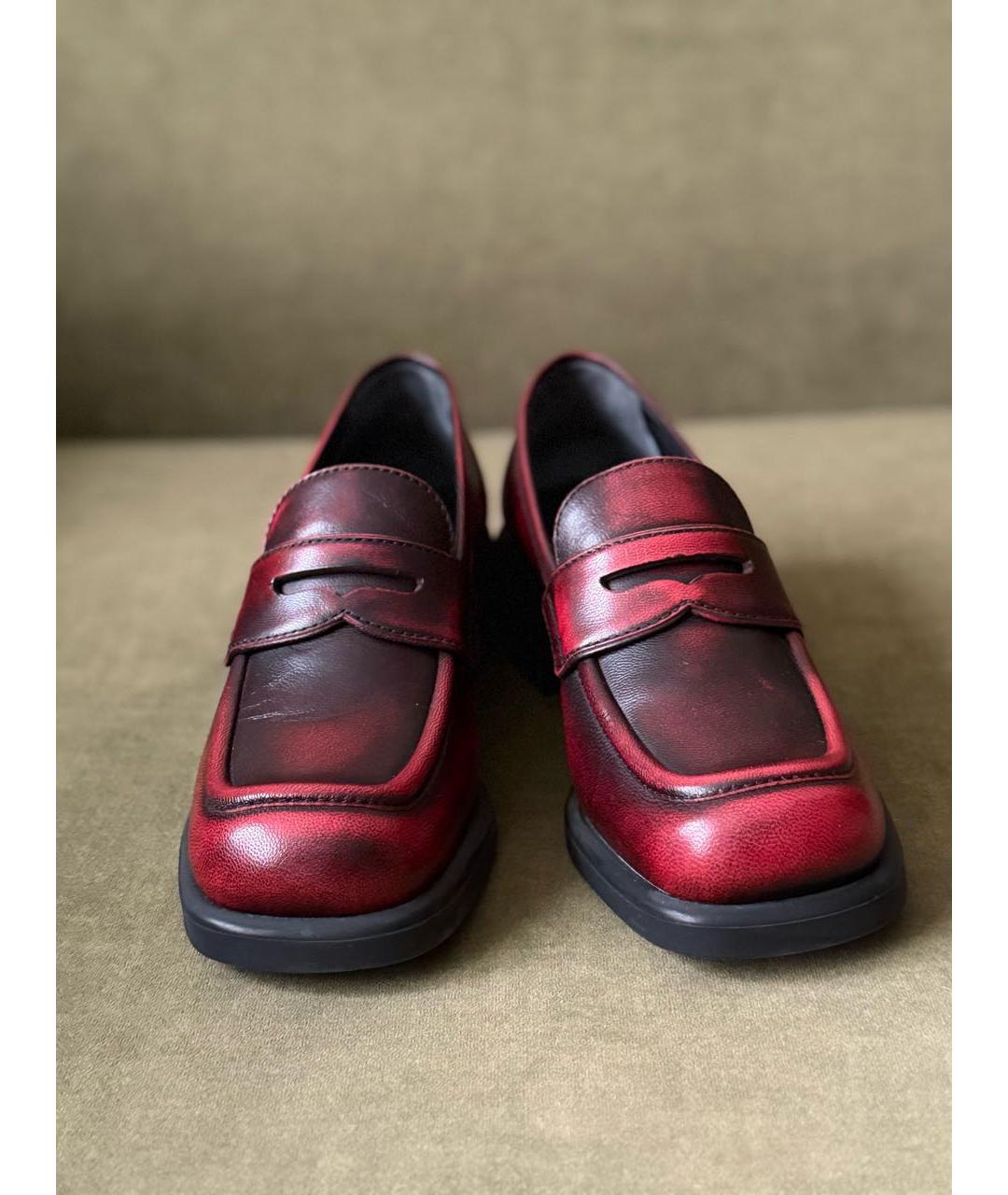 MIU MIU Бордовые кожаные мокасины, фото 2