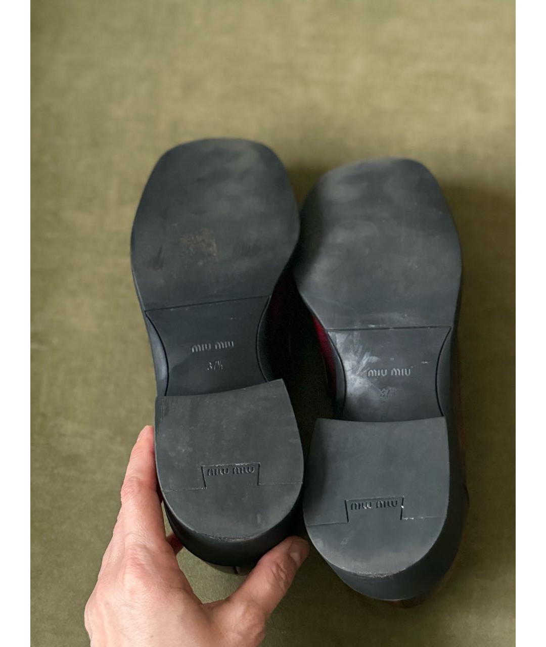 MIU MIU Бордовые кожаные мокасины, фото 5